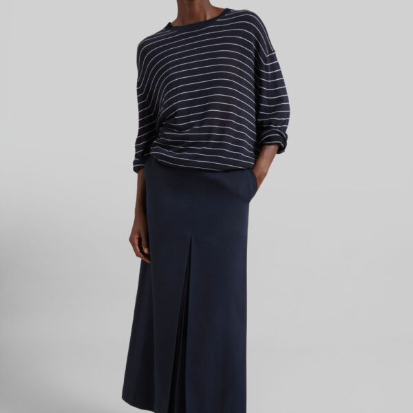 The Frankie Shop Lisle Front Slit Pencil Skirt - Navy - Oversized Minimalist Skirts in Blue - Shop at Coveti