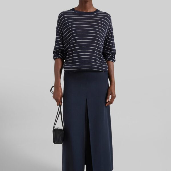 The Frankie Shop Lisle Front Slit Pencil Skirt - Navy - Oversized Minimalist Skirts in Blue - Shop at Coveti