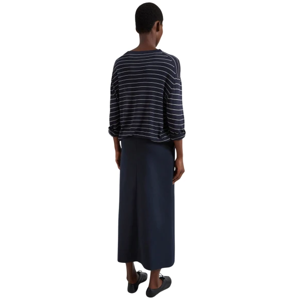 The Frankie Shop Lisle Front Slit Pencil Skirt - Navy - Oversized Minimalist Skirts in Blue - Shop at Coveti