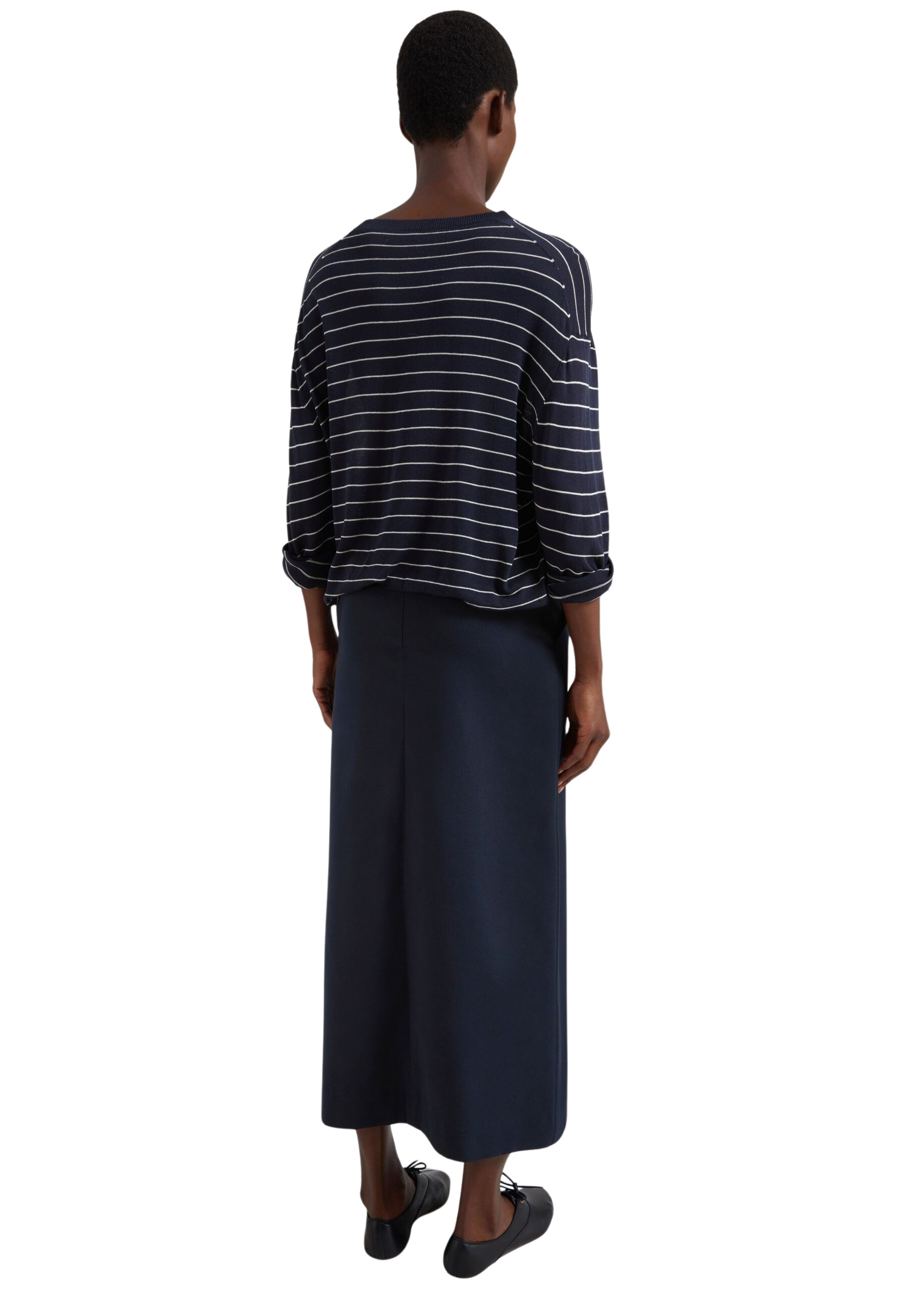 The Frankie Shop Lisle Front Slit Pencil Skirt – Navy