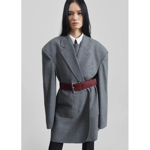 The Frankie Shop Lismore Wool Oversized Blazer – Grey, view 3
