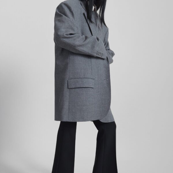 The Frankie Shop Lismore Wool Oversized Blazer - Grey - Oversized Minimalist Jackets in Grey - Shop at Coveti