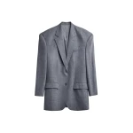 The Frankie Shop Lismore Wool Oversized Blazer - Grey - Oversized Minimalist Jackets in Grey - Shop at Coveti