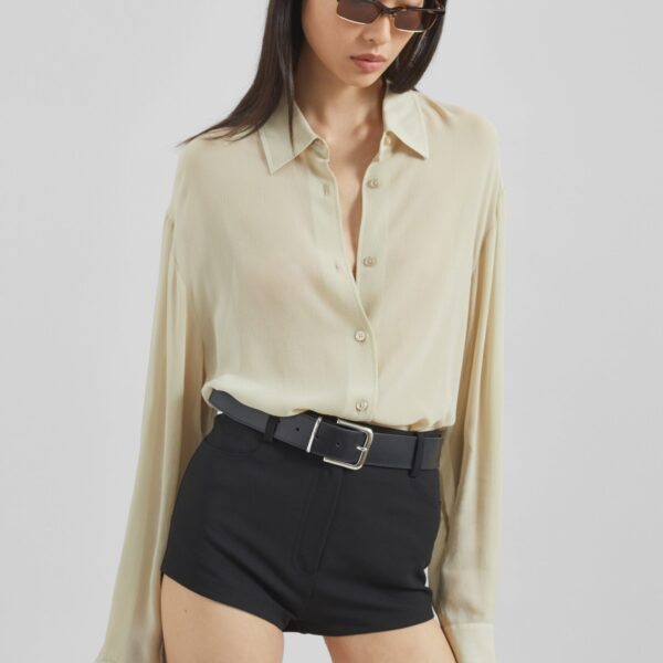 The Frankie Shop Loen Hot Pants - Black - Oversized Minimalist Shorts in Black - Shop at Coveti