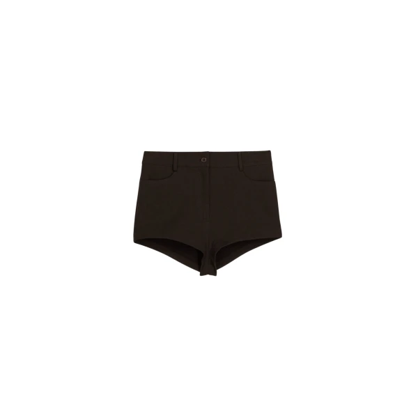 The Frankie Shop Loen Hot Pants - Brown - Oversized Minimalist Shorts in Beige - Shop at Coveti