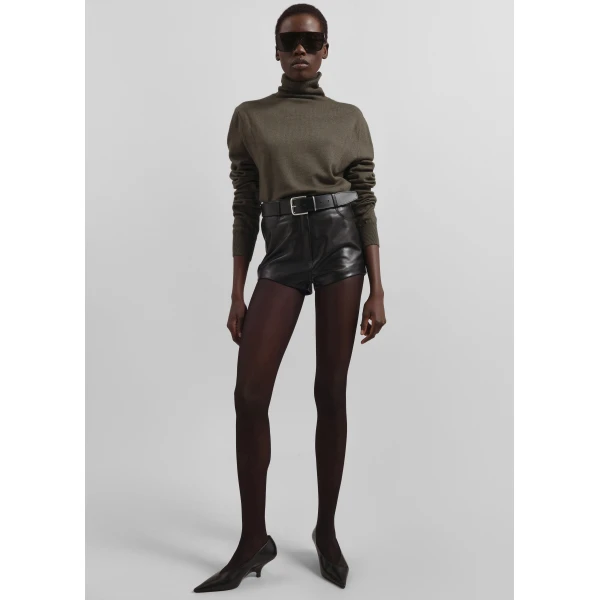 The Frankie Shop Loen Leather Hot Pants – Black, view 4
