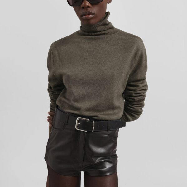 The Frankie Shop Loen Leather Hot Pants - Black - Oversized Minimalist Shorts in Black - Shop at Coveti