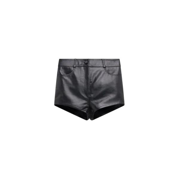 The Frankie Shop Loen Leather Hot Pants - Black - Oversized Minimalist Shorts in Black - Shop at Coveti
