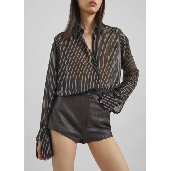 The Frankie Shop Loen Leather Hot Pants – Vintage Brown, view 6