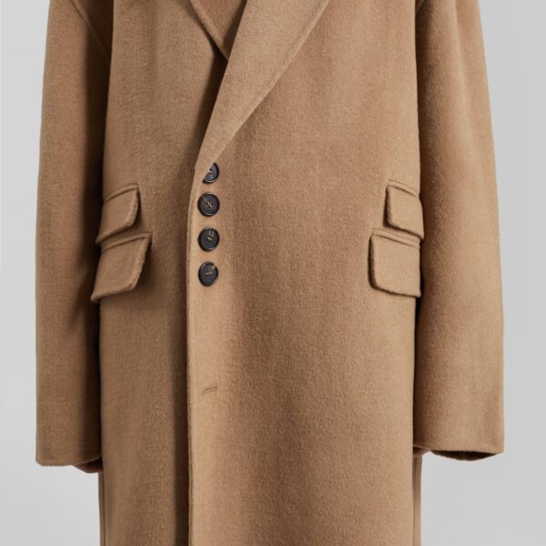 The Frankie Shop Lohit Wool Coat - Camel - Oversized Minimalist Coats in Beige - Shop at Coveti