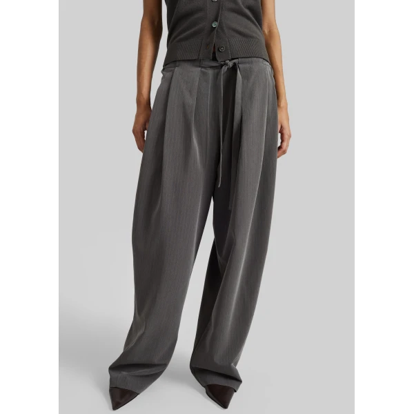 The Frankie Shop Loire Curved Pants – Charcoal Pinstripe, view 3