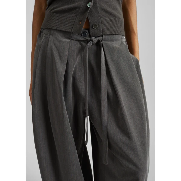 The Frankie Shop Loire Curved Pants – Charcoal Pinstripe, view 4