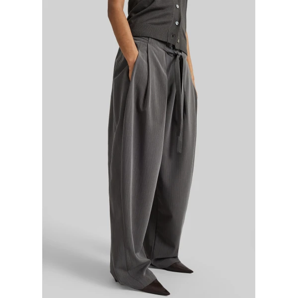 The Frankie Shop Loire Curved Pants – Charcoal Pinstripe, view 5