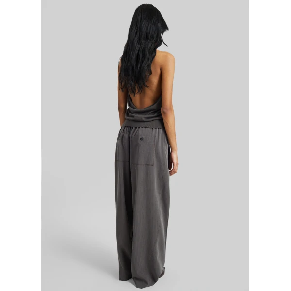 The Frankie Shop Loire Curved Pants – Charcoal Pinstripe, view 6