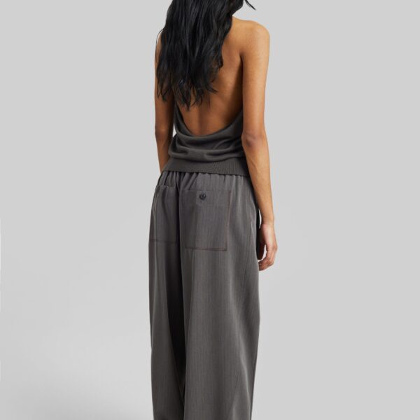 The Frankie Shop Loire Curved Pants - Charcoal Pinstripe - Oversized Minimalist Pants in Multicolour - Shop at Coveti