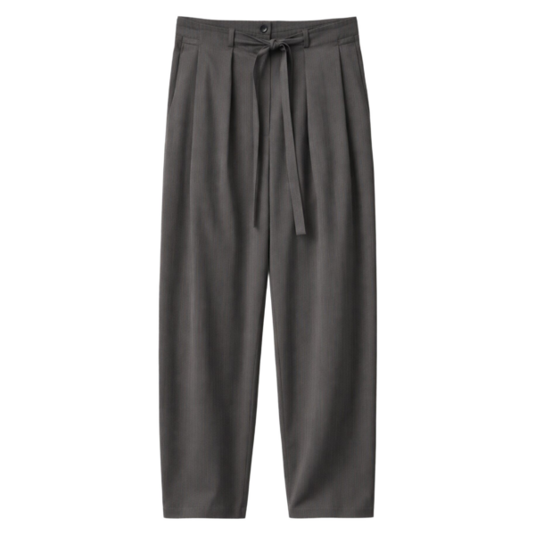 The Frankie Shop Loire Curved Pants - Charcoal Pinstripe - Oversized Minimalist Pants in Multicolour - Shop at Coveti