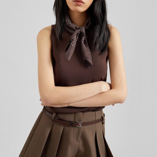 The Frankie Shop Lojsta Pleated Mini Shorts - Brown - Oversized Minimalist Shorts in Beige - Shop at Coveti