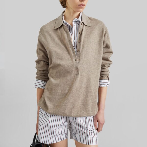 The Frankie Shop Lory Striped Cotton Shorts - Dark Red/Light Blue - Oversized Minimalist Shorts in Multicolour - Shop at Coveti