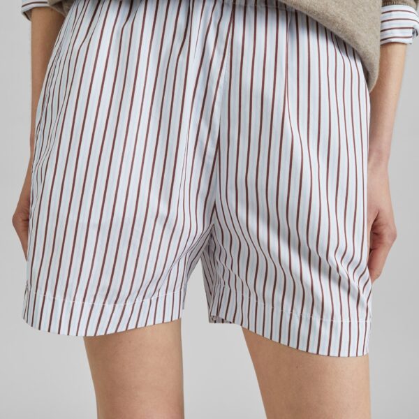The Frankie Shop Lory Striped Cotton Shorts - Dark Red/Light Blue - Oversized Minimalist Shorts in Multicolour - Shop at Coveti
