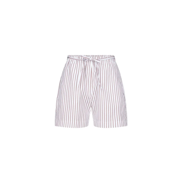 The Frankie Shop Lory Striped Cotton Shorts - Dark Red/Light Blue - Oversized Minimalist Shorts in Multicolour - Shop at Coveti
