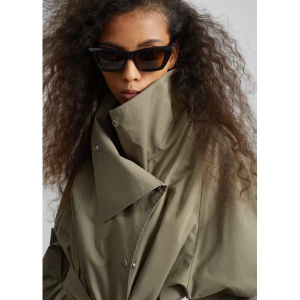 The Frankie Shop Lottie Wing Collar Trench Coat – Olive, view 6