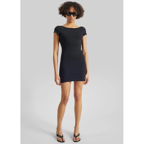 The Frankie Shop Low Back Mini Tee Dress – Black, view 5