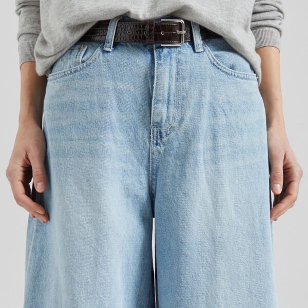 The Frankie Shop Lucena Barrel-Leg Jeans - Light Wash - Oversized Minimalist Pants in Grey - Shop at Coveti