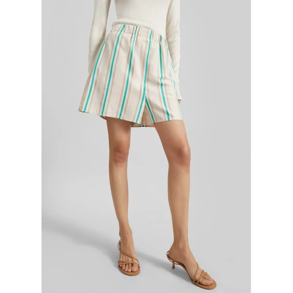 The Frankie Shop Lui Fluid Boxer Shorts – Beige Multi Stripe, view 6