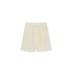 The Frankie Shop Lui Fluid Boxer Shorts - Yellow/White Stripe - Oversized Minimalist Shorts in Multicolour - Shop at Coveti