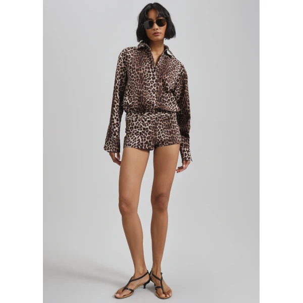 The Frankie Shop Lui Leopard Print Shirt – Brown, view 4