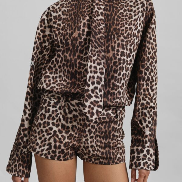 The Frankie Shop Lui Leopard Print Shirt - Brown - Oversized Minimalist Tops in Beige - Shop at Coveti