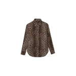 The Frankie Shop Lui Leopard Print Shirt - Brown - Oversized Minimalist Tops in Beige - Shop at Coveti