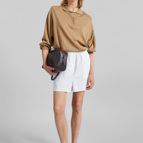 The Frankie Shop Lui Organic Cotton Boxer Short - White - Oversized Minimalist Shorts in White - Shop at Coveti