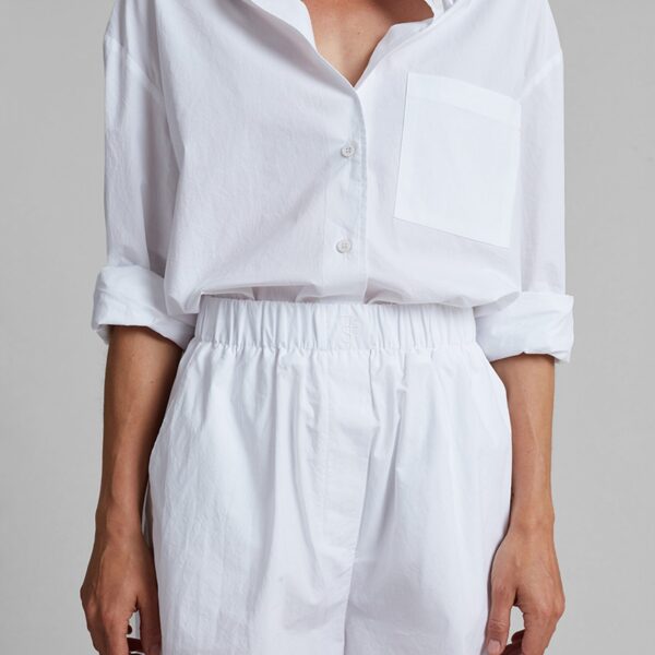 The Frankie Shop Lui Organic Cotton Boxer Short - White - Oversized Minimalist Shorts in White - Shop at Coveti