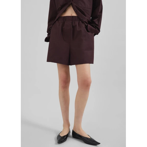 The Frankie Shop Lui Organic Cotton Boxer Shorts – Dark Plum, view 4