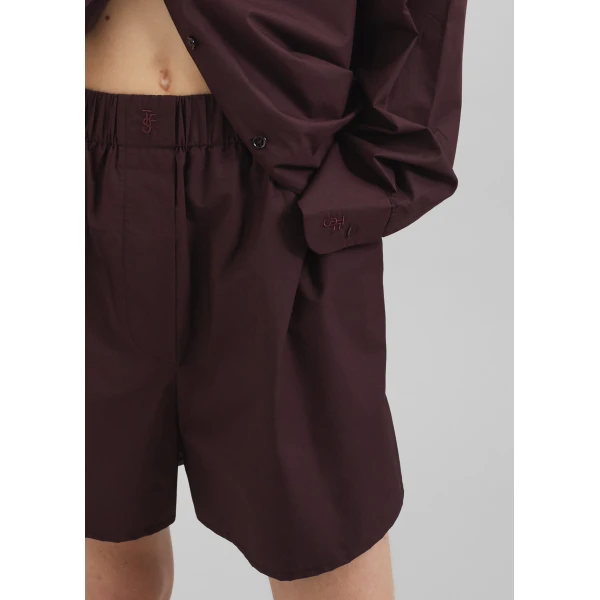 The Frankie Shop Lui Organic Cotton Boxer Shorts – Dark Plum, view 6