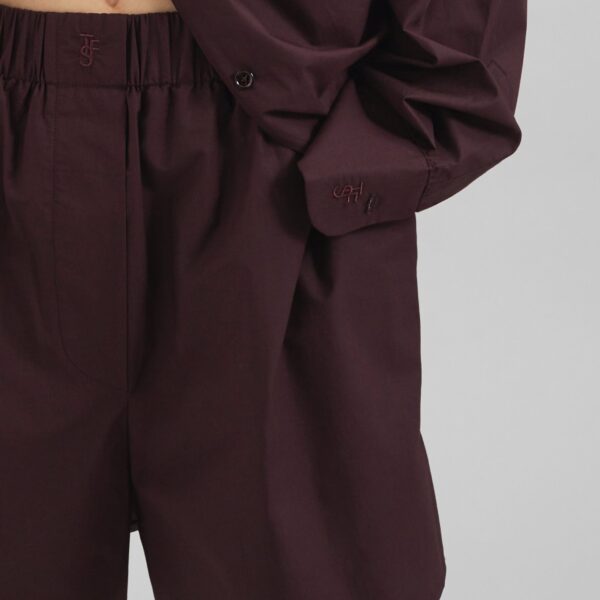 The Frankie Shop Lui Organic Cotton Boxer Shorts - Dark Plum - Oversized Minimalist Shorts in Purple - Shop at Coveti