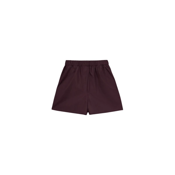 The Frankie Shop Lui Organic Cotton Boxer Shorts - Dark Plum - Oversized Minimalist Shorts in Purple - Shop at Coveti