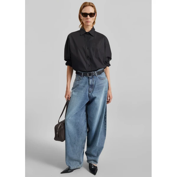 The Frankie Shop Lui Organic Cotton Shirt – Black, view 4