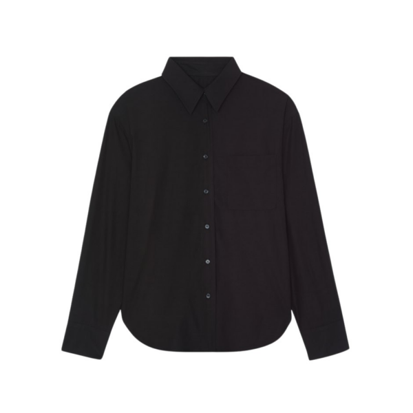 The Frankie Shop Lui Organic Cotton Shirt - Black - Oversized Minimalist Tops in Black - Shop at Coveti