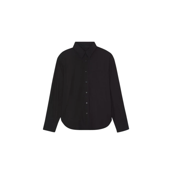 The Frankie Shop Lui Organic Cotton Shirt - Black - Oversized Minimalist Tops in Black - Shop at Coveti