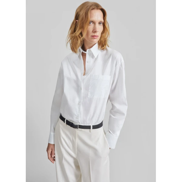 The Frankie Shop Lui Organic Cotton Shirt – White, view 2
