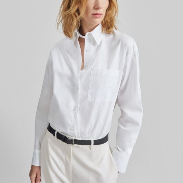 The Frankie Shop Lui Organic Cotton Shirt - White - Oversized Minimalist Tops in White - Shop at Coveti