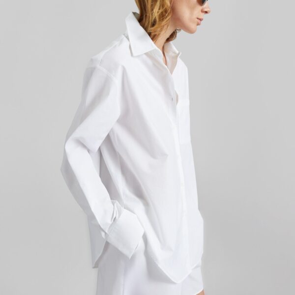 The Frankie Shop Lui Organic Cotton Shirt - White - Oversized Minimalist Tops in White - Shop at Coveti