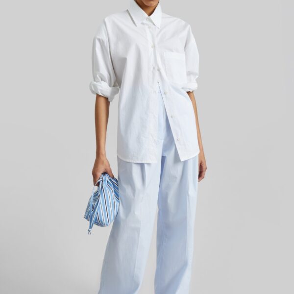 The Frankie Shop Lui Organic Cotton Shirt - White - Oversized Minimalist Tops in White - Shop at Coveti