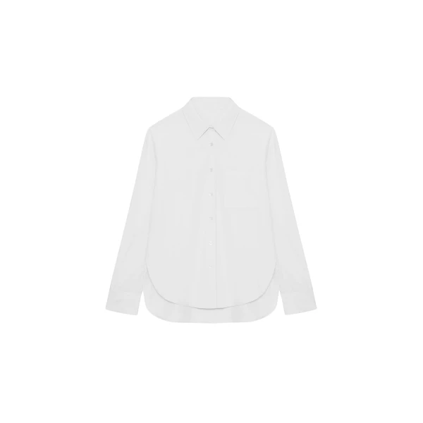 The Frankie Shop Lui Organic Cotton Shirt - White - Oversized Minimalist Tops in White - Shop at Coveti