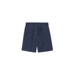 The Frankie Shop Lui Striped Boxer Shorts - Navy/Beige Pinstripe - Oversized Minimalist Shorts in Multicolour - Shop at Coveti