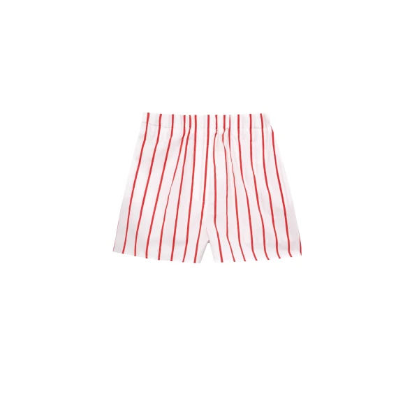 The Frankie Shop Lui Striped Cotton Boxer Shorts - White/Red Stripe - Oversized Minimalist Shorts in Multicolour - Shop at Coveti