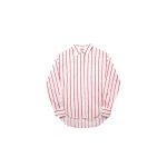 The Frankie Shop Lui Striped Cotton Shirt - White/Red Stripe - Oversized Minimalist Tops in Multicolour - Shop at Coveti