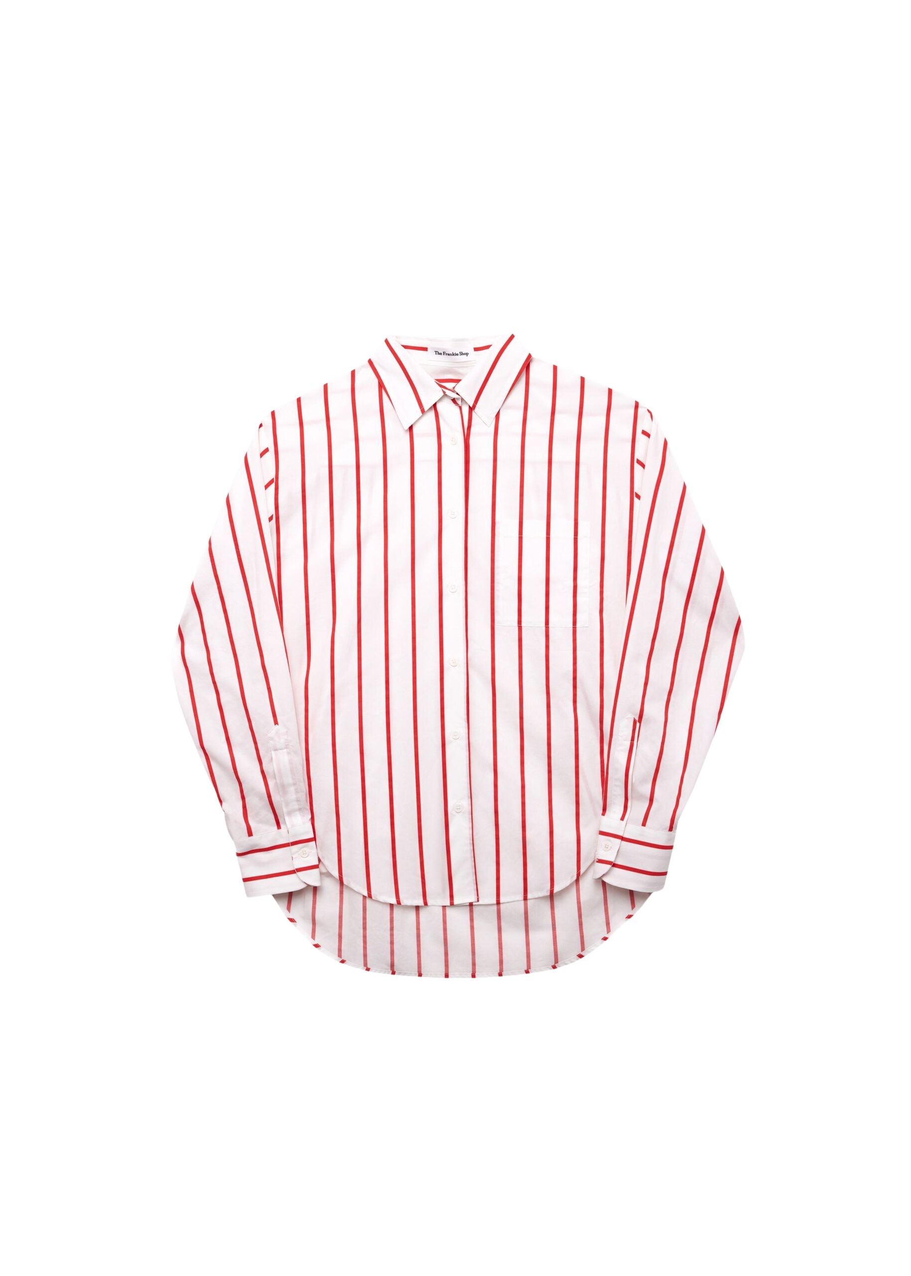 The Frankie Shop Lui Striped Cotton Shirt – White/Red Stripe